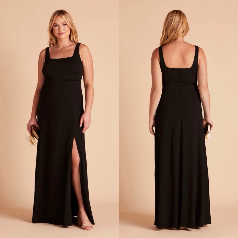 NWT Birdy Grey Alex Dress Bridesmaid in Crepe Black High Slit Sz Large READ DESC